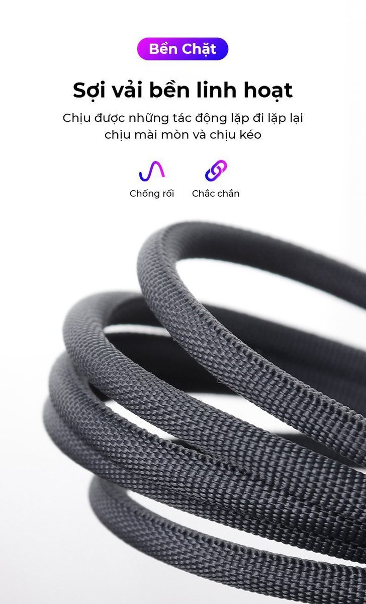 Cáp sạc nhanh Type C to Lightning dây dù Bagi PD 35W dài 1.2m PD-I120 - ảnh 4