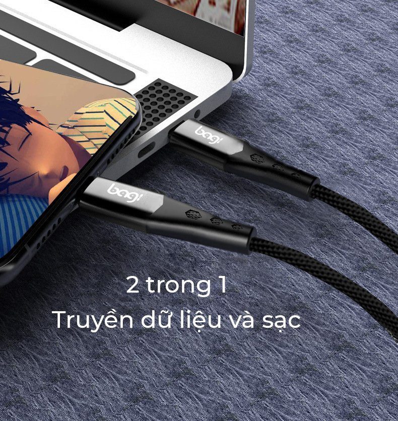 Cáp dù sạc nhanh Type C to Type C Bagi PD 65W dài 1.2m PD-C120 – ảnh 7