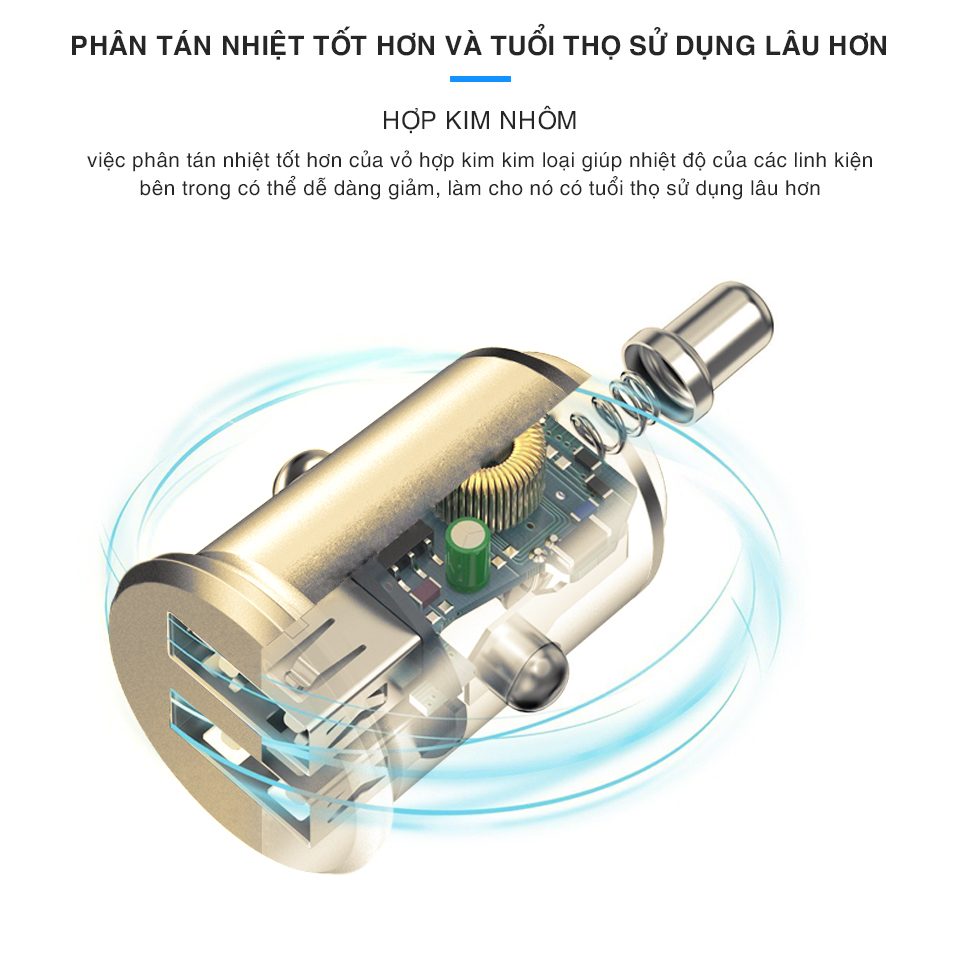 Củ sạc ô tô 2 ổ cắm USB Bagi chính hãng CC-O52n – ảnh 4