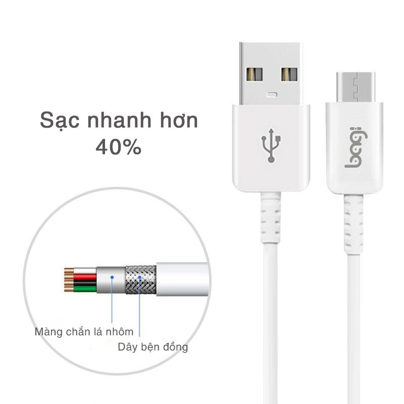 Cáp sạc Type C Bagi tiêu chuẩn dài 1,2m TC120 - ảnh 7