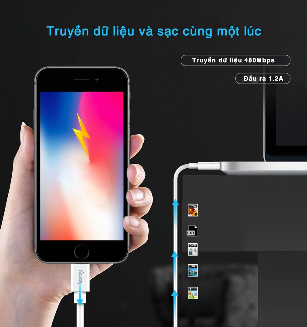 Cáp sạc Lightning Bagi tiêu chuẩn dài 1,2m TC120 - ảnh 3