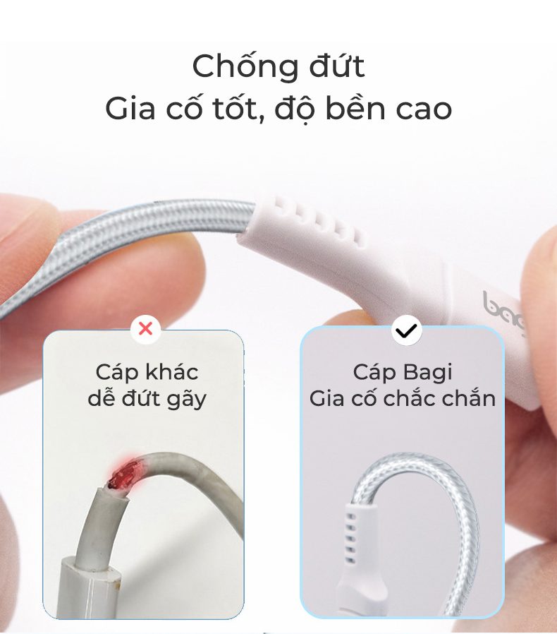Combo củ + cáp sạc PD20w tiện lợi nhỏ gọn Bagi Type C-Lightning – ảnh 7