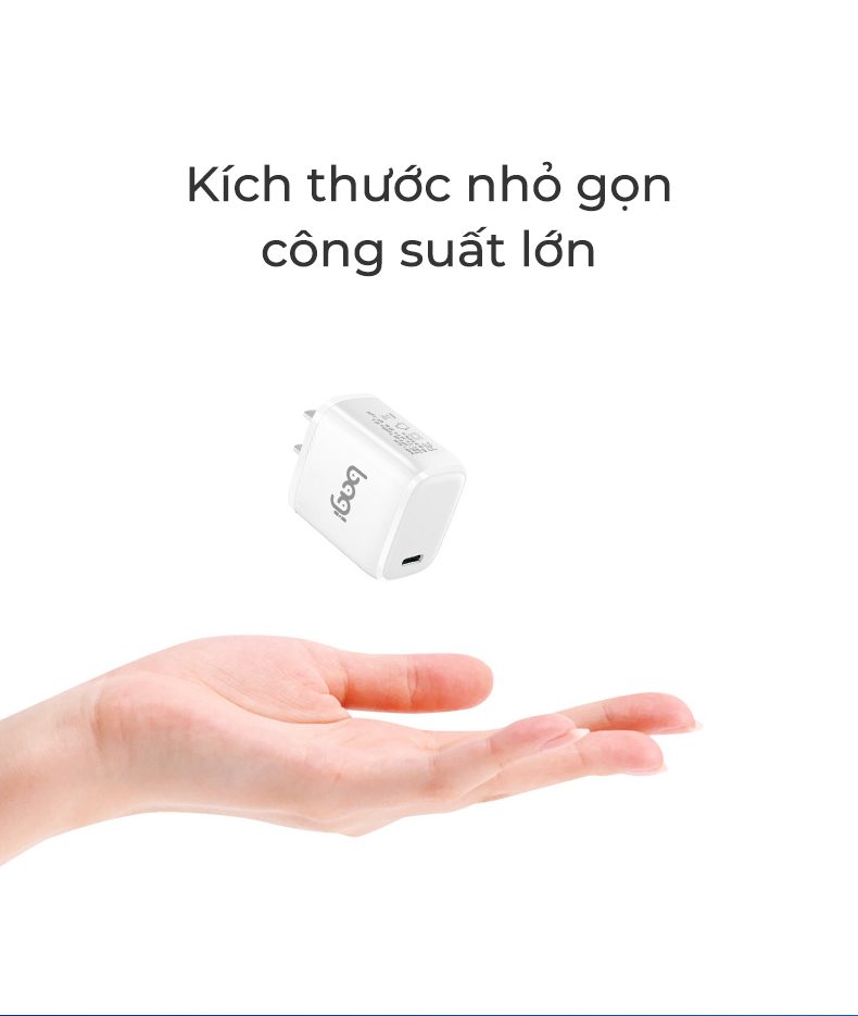 Combo củ + cáp sạc PD20w tiện lợi nhỏ gọn Bagi Type C-Lightning – ảnh 10