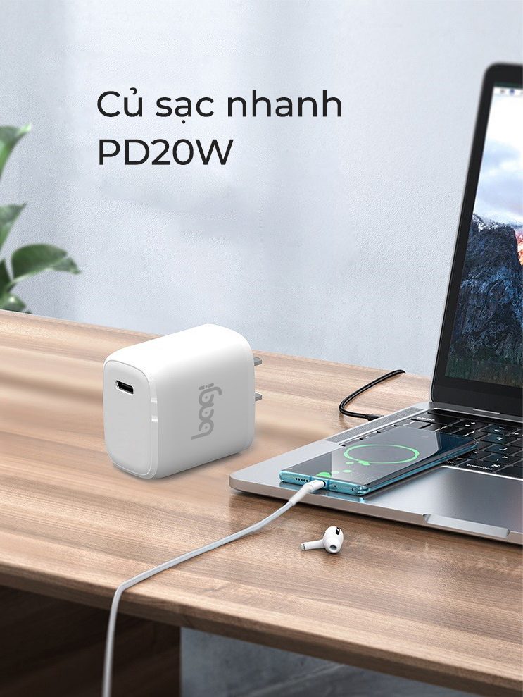 Combo củ + cáp sạc PD20w tiện lợi nhỏ gọn Bagi Type C-Type C – ảnh 10