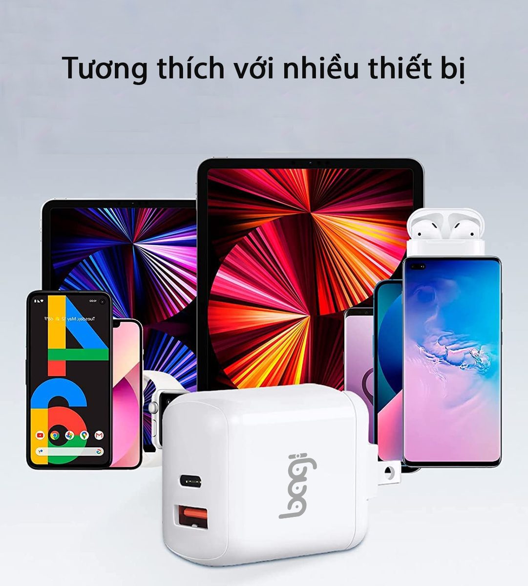 Củ sạc nhanh Bagi 30W 2 cổng USB Type-C PD30W - ảnh 4