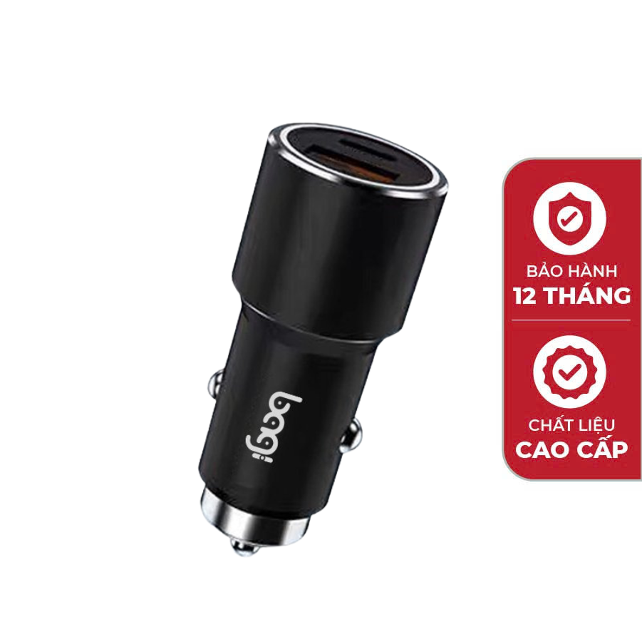  Củ sạc nhanh ôtô 2 cổng- Usb + Type C PD20W Bagi