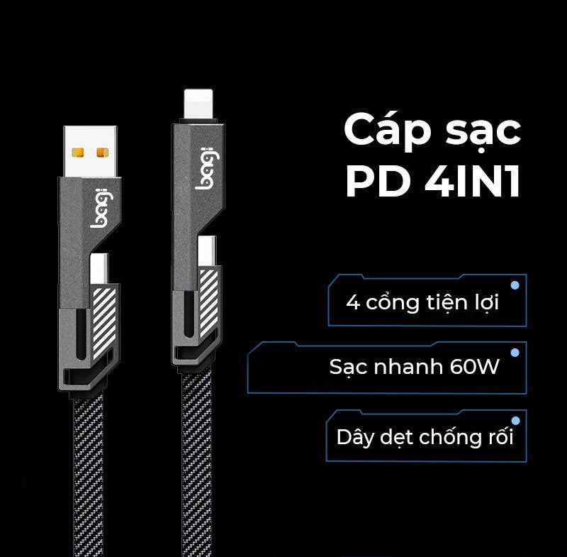 4in1 Sạc nhanh tiện lợi PD4in1 BAGI   - ảnh 9