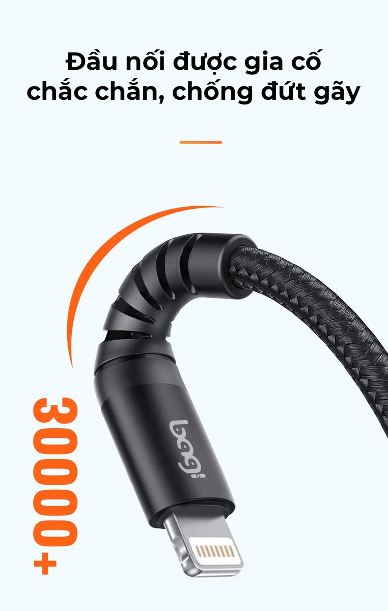 Cáp dù sạc nhanh Lightning cho Iphone nhiều kích thước IH100-120-180 - ảnh 6