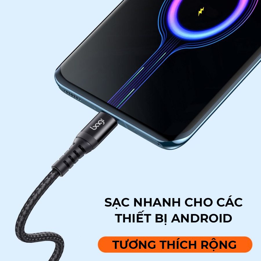 Cáp dù sạc nhanh Type C nhiều kích thước Bagi CH100-120-180 - ảnh 7