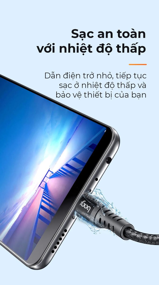 Cáp dù sạc nhanh Micro-Usb nhiều kích thước Bagi MH100-120-180 - ảnh 7