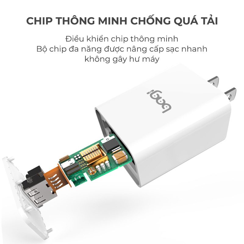 Combo củ sạc nhanh Bagi + Cáp sạc Micro 1,2m CB-M30n Bagi – ảnh 2