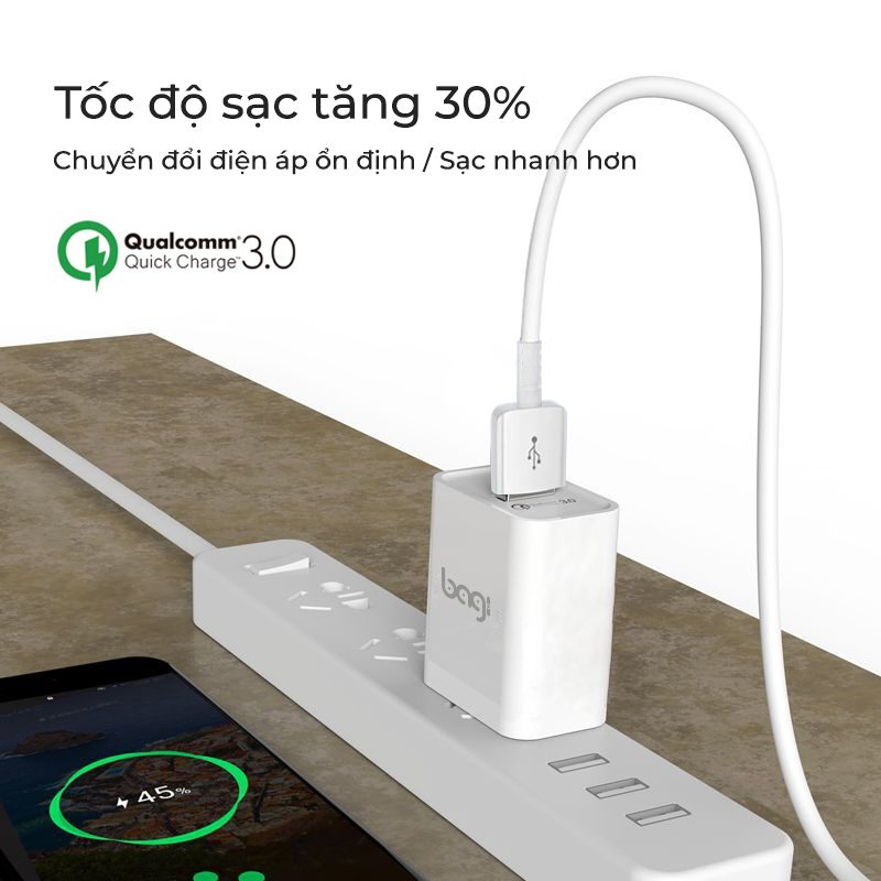 Combo củ sạc nhanh Bagi + Cáp sạc Micro 1,2m CB-M30n Bagi – ảnh 7