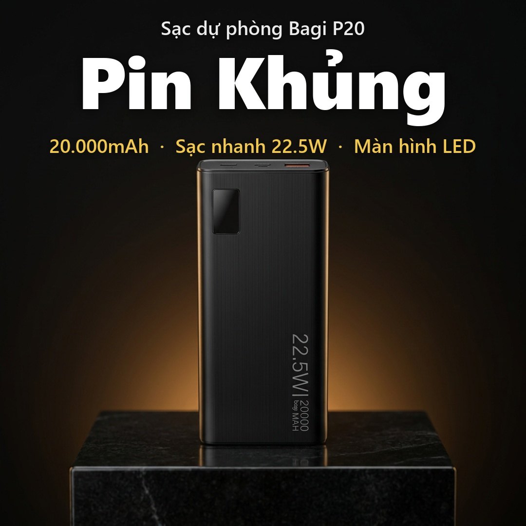 Pin sạc dự phòng Bagi P20 20.000mAh – poster
